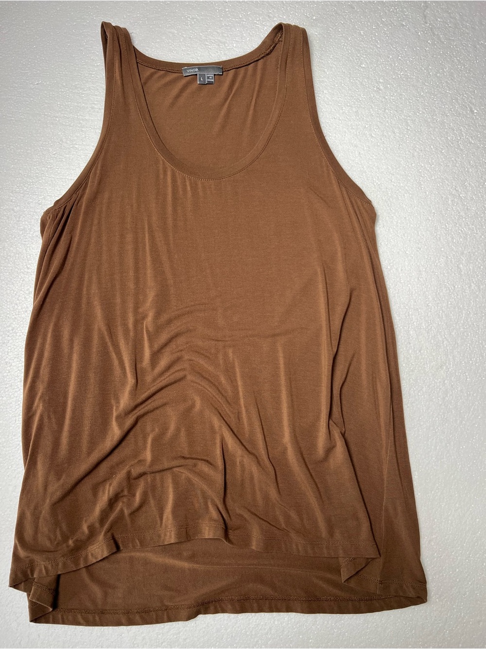Vince Chocolate Brown Scoop-Neck Tank size L - Picture 8 of 8